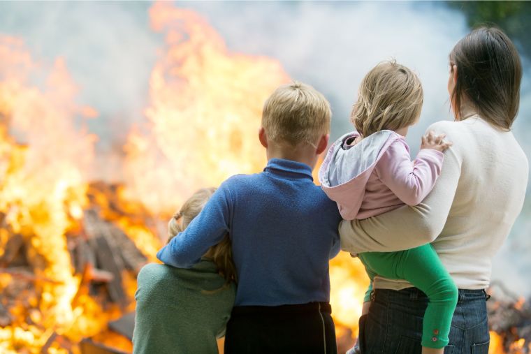 Family Wathing Home on Fire – 53237632729 Family watching home burn on fire.